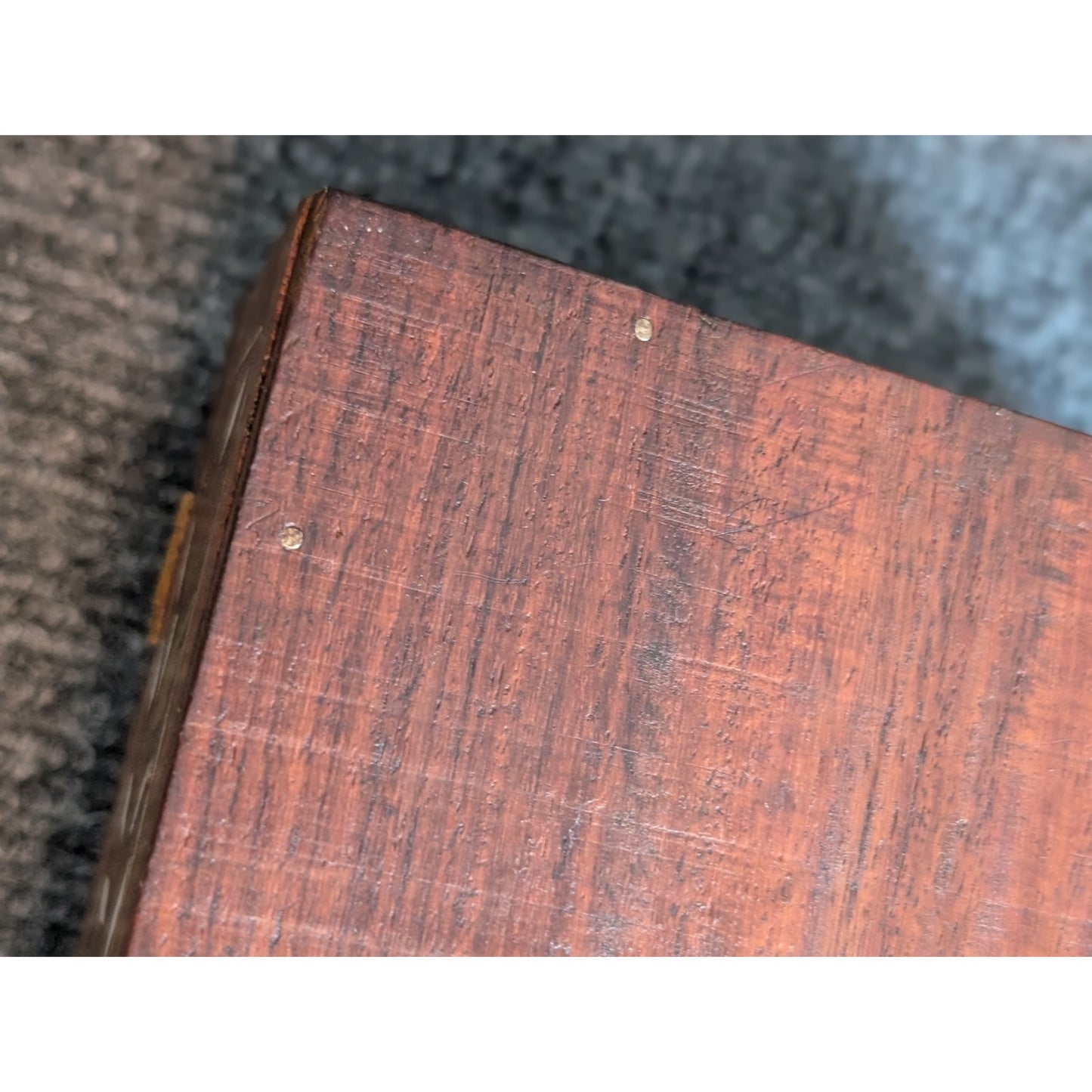 Wood Inlay Hinged Trinket 6" Square Box