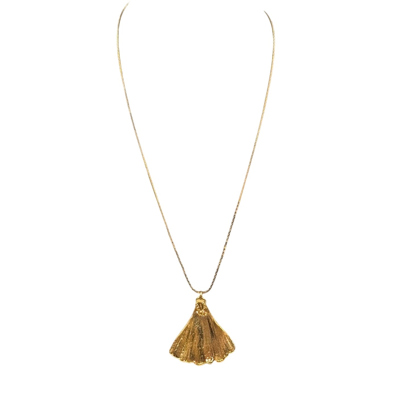 Gold Tone Leaf Pendant Chain 24" Necklace