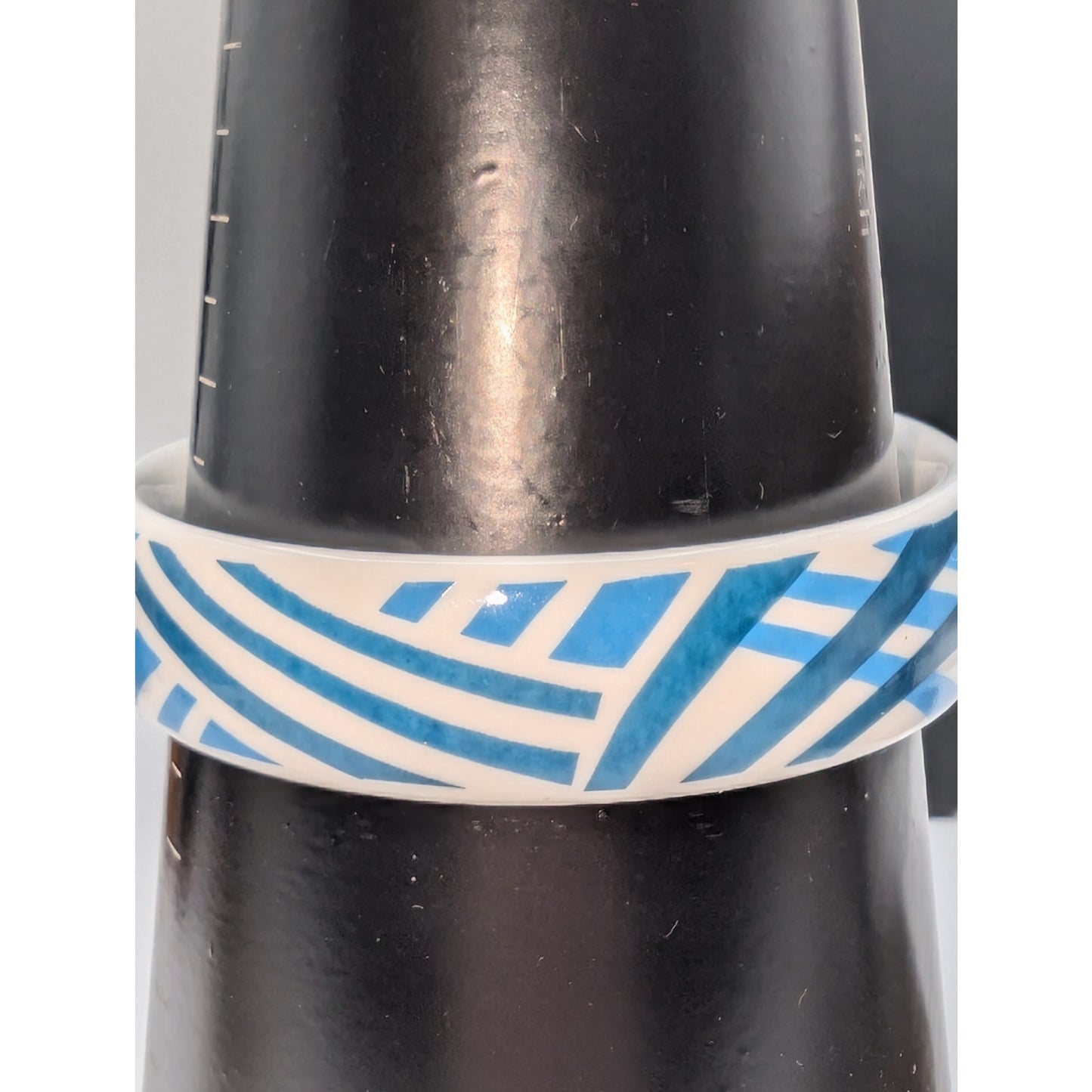 Ceramic Blue Teal Plaid Pattern Design Bangle Bracelet