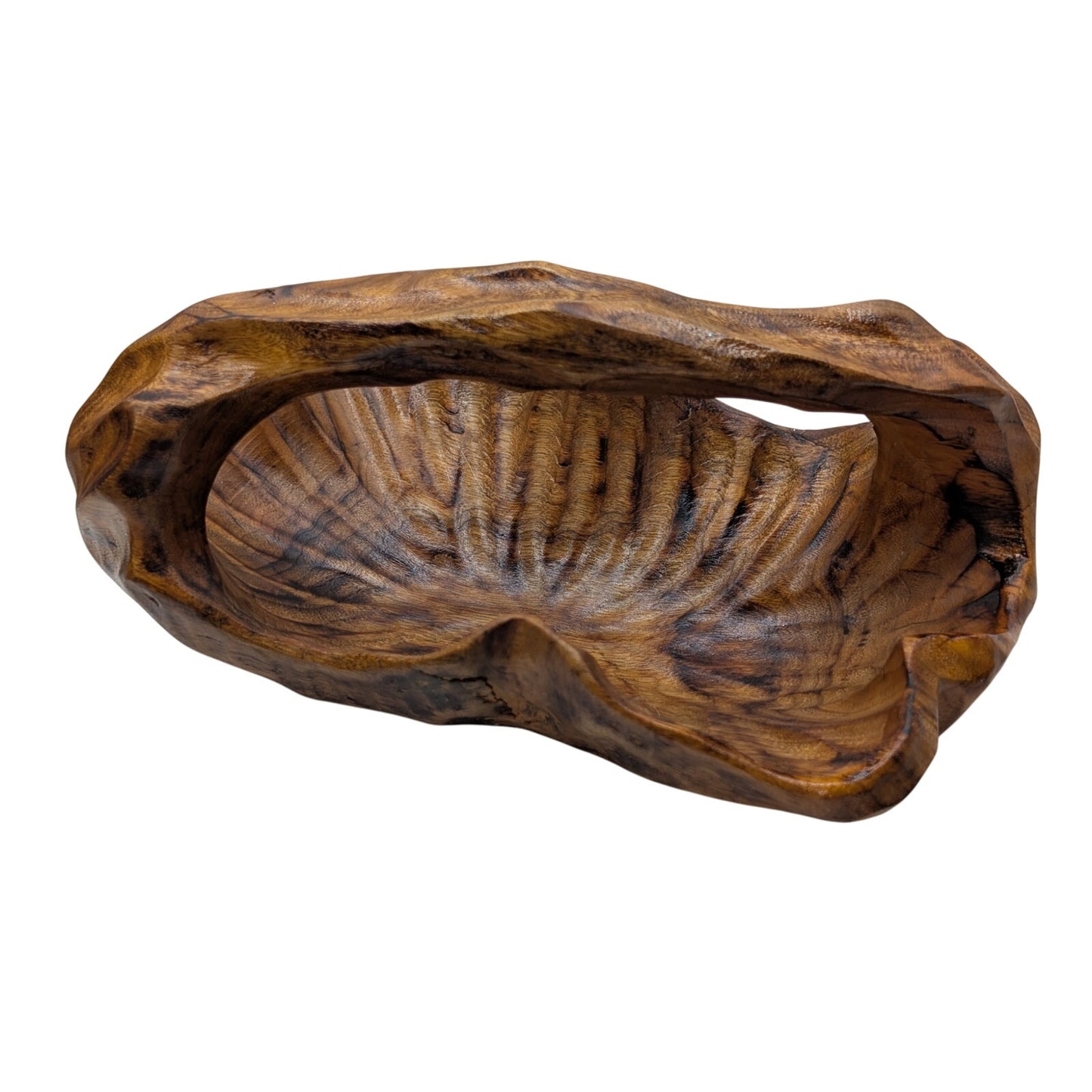 Artisan Hand Carved Burl Wooden Basket/Bowl/Trinket Dish