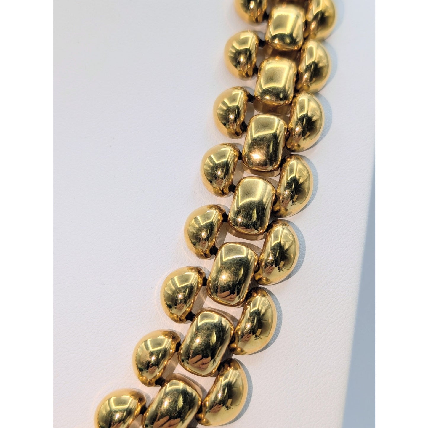 Vtg Napier Heavy Gold Plated Panther Link 1" Wide Fold Over Clasp 23" Necklace