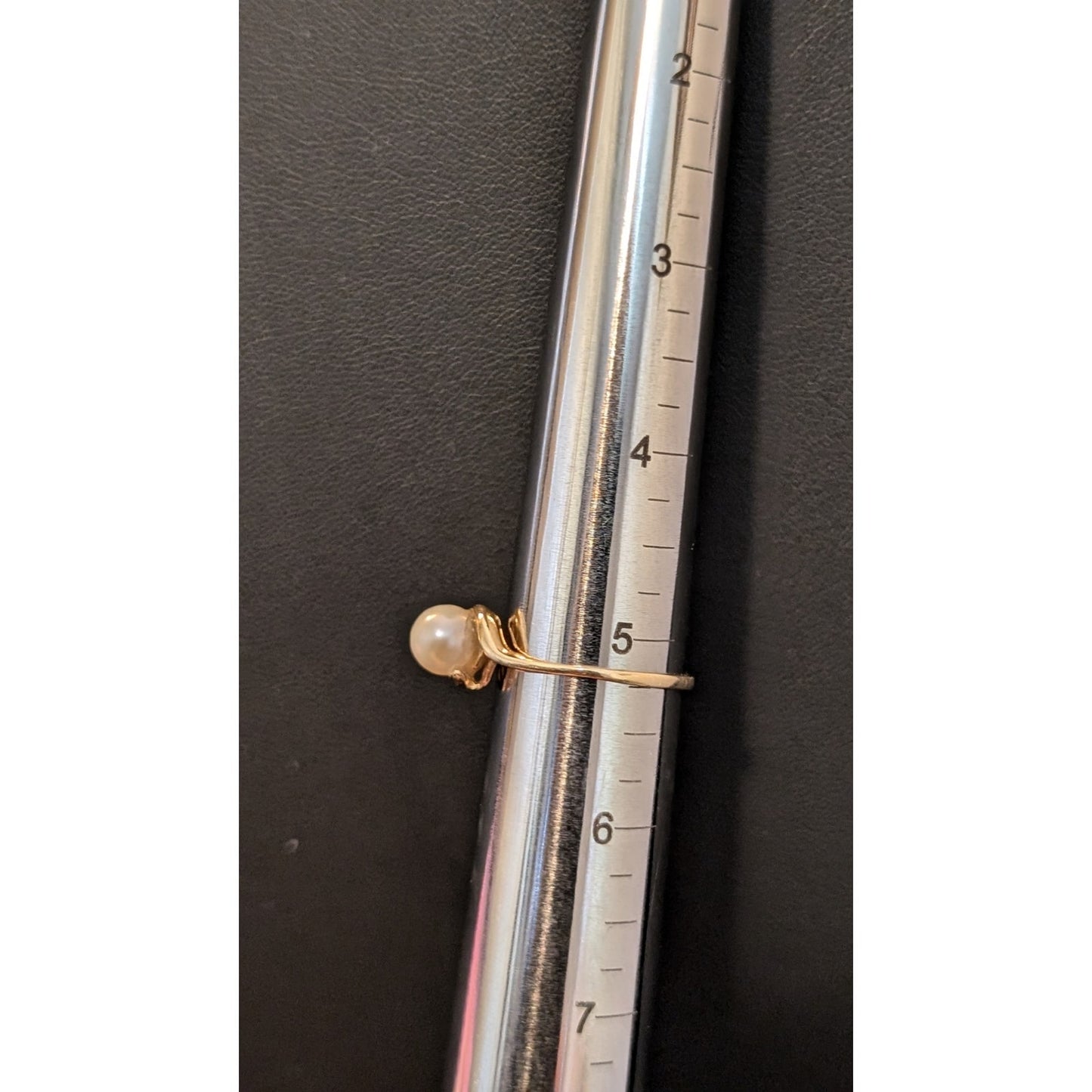 Women's 14K Yellow Gold Genuine Solitaire 6mm Pearl Ring Size 5.25