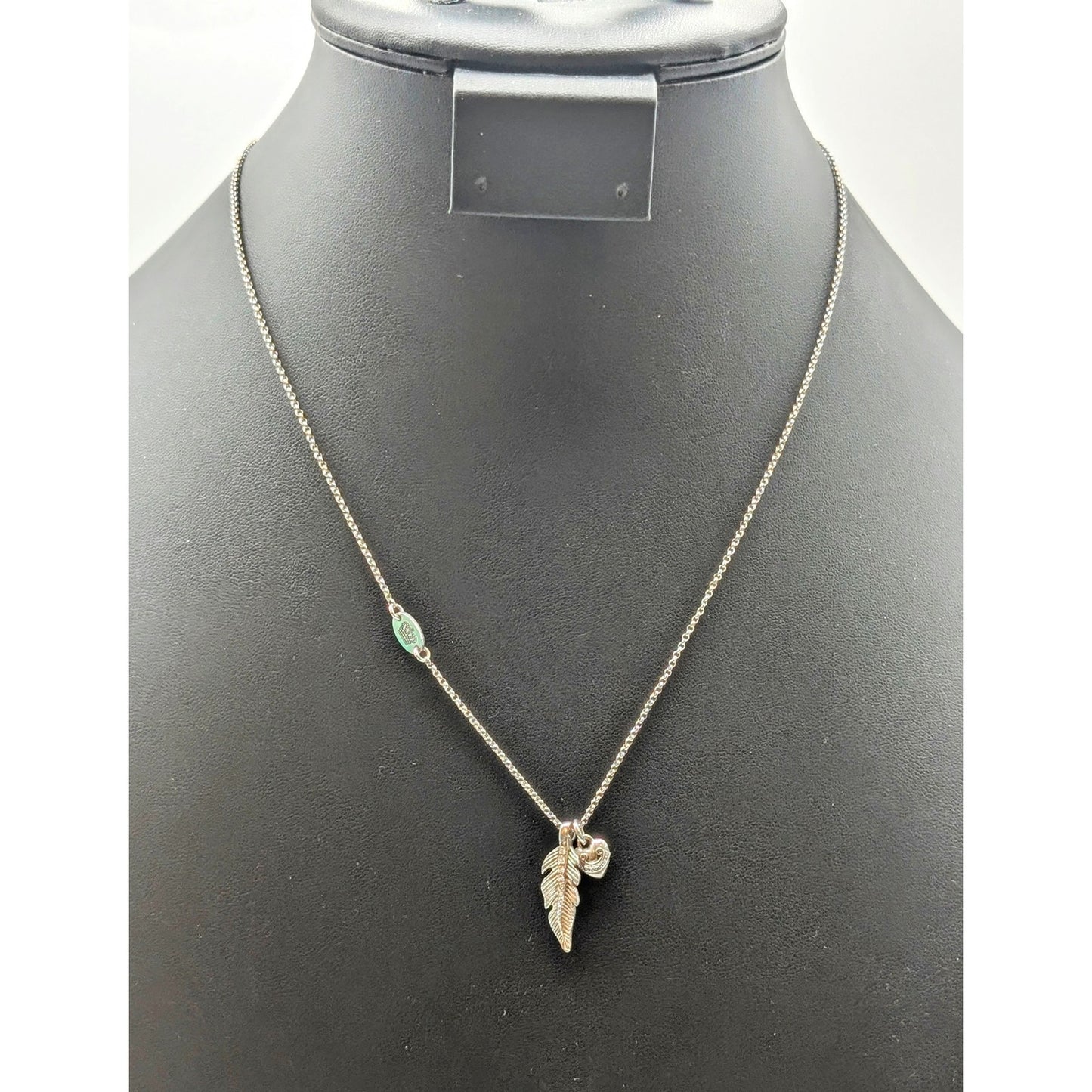Juicy Couture Crystal Feather Heart Charm Silver Tone 16"-19" Necklace