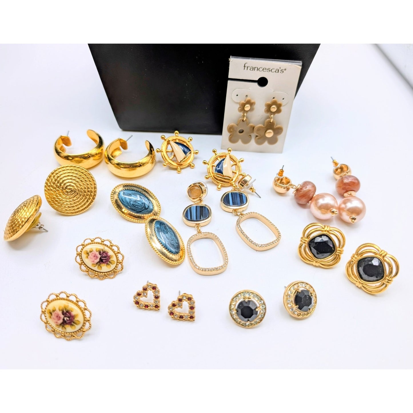 Eleven Pair of Gold Tone Pierced Earrings