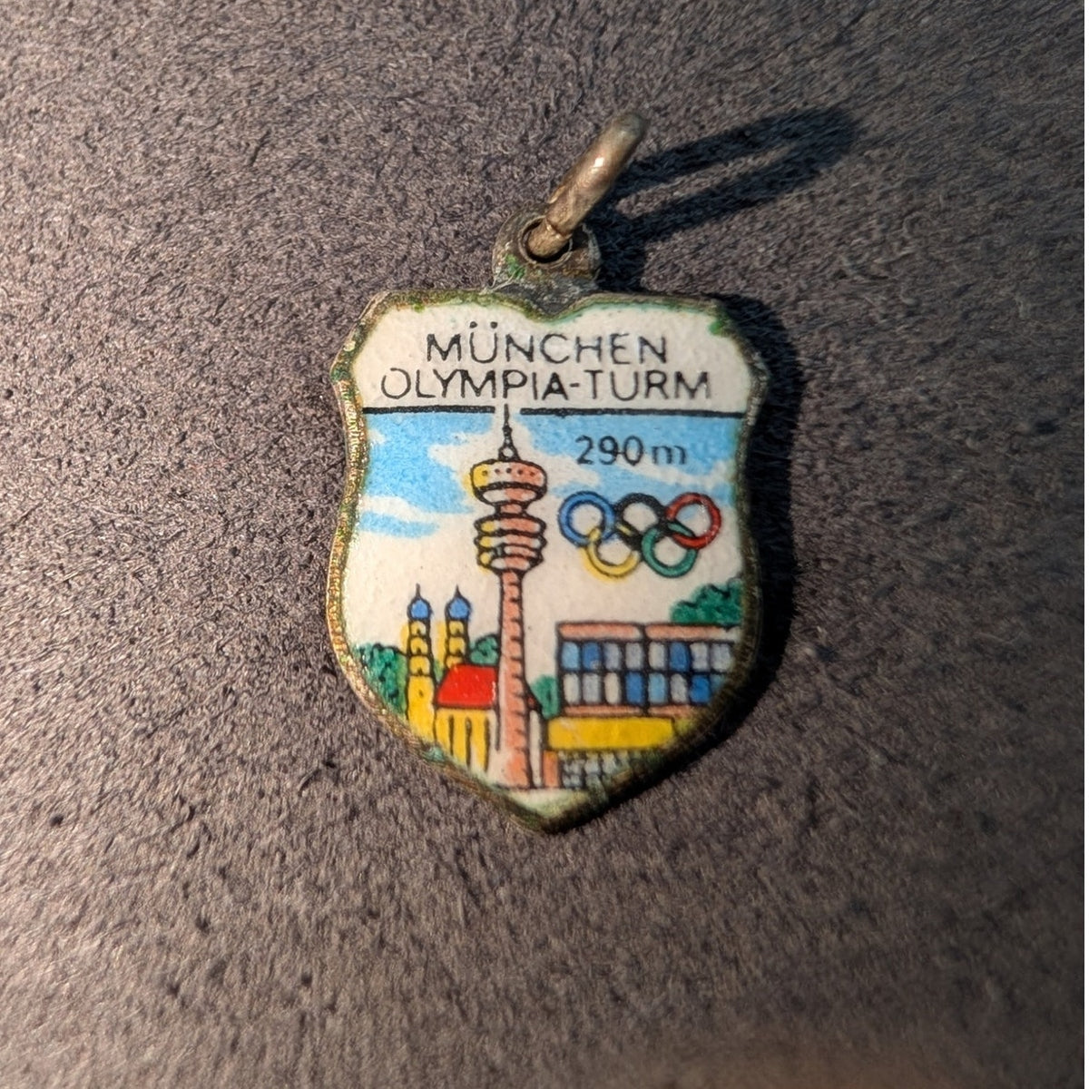 Vintage 60s REU 800 Silver Munich Olympic Tower Germany Coat of Arm Charm