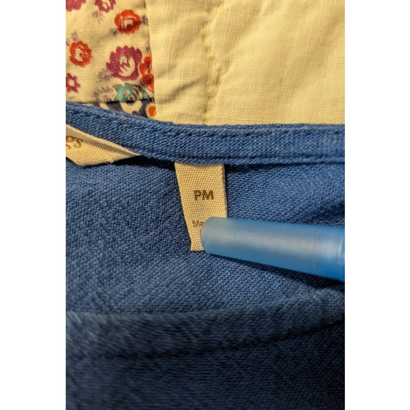 Soft Surroundings Blue Relaxed 100% Cotton Pullover Top Women's Sz PM