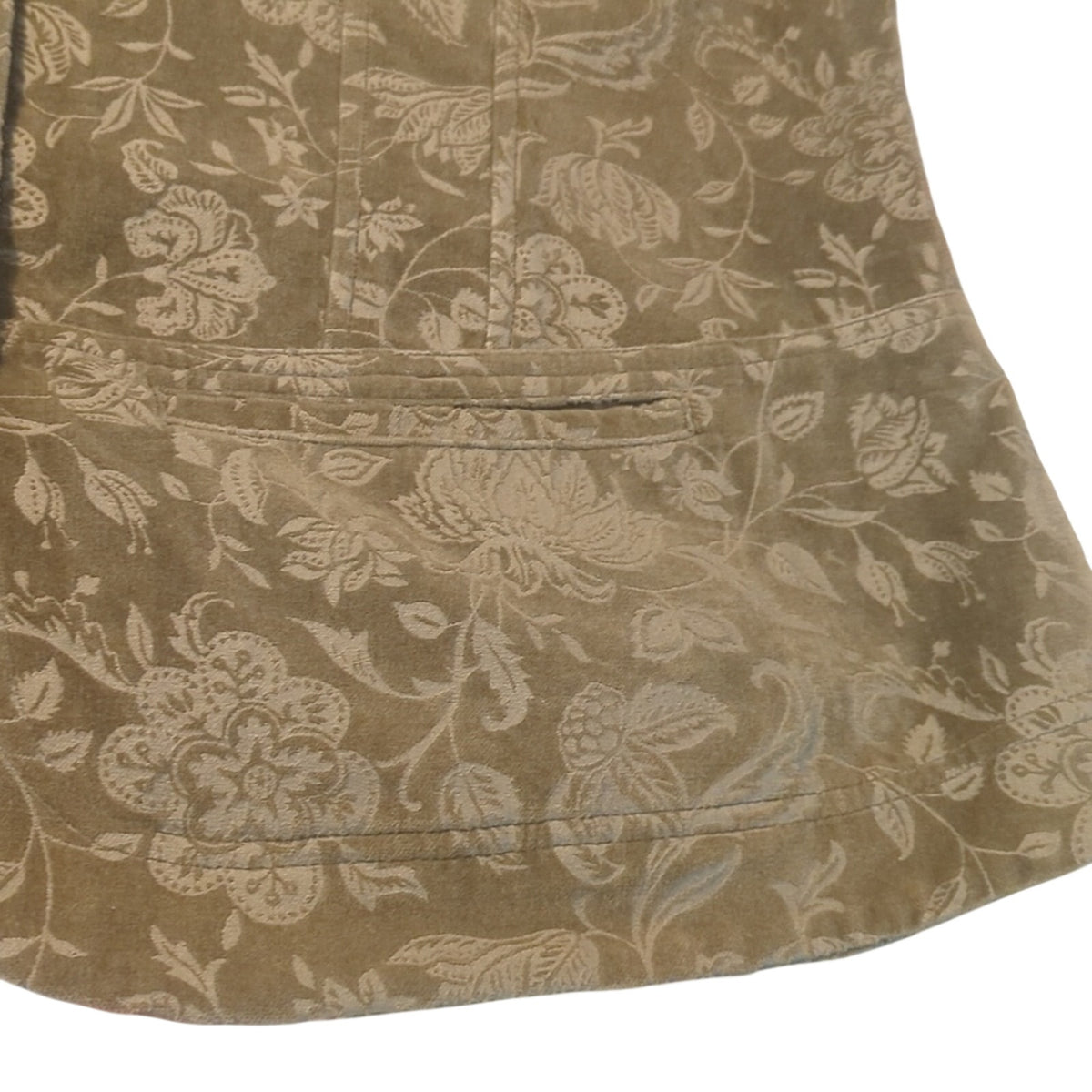 Vtg Talbots Tan Floral Embossed Velour 100% Cotton Unlined Blazer Plus Sz. 12W