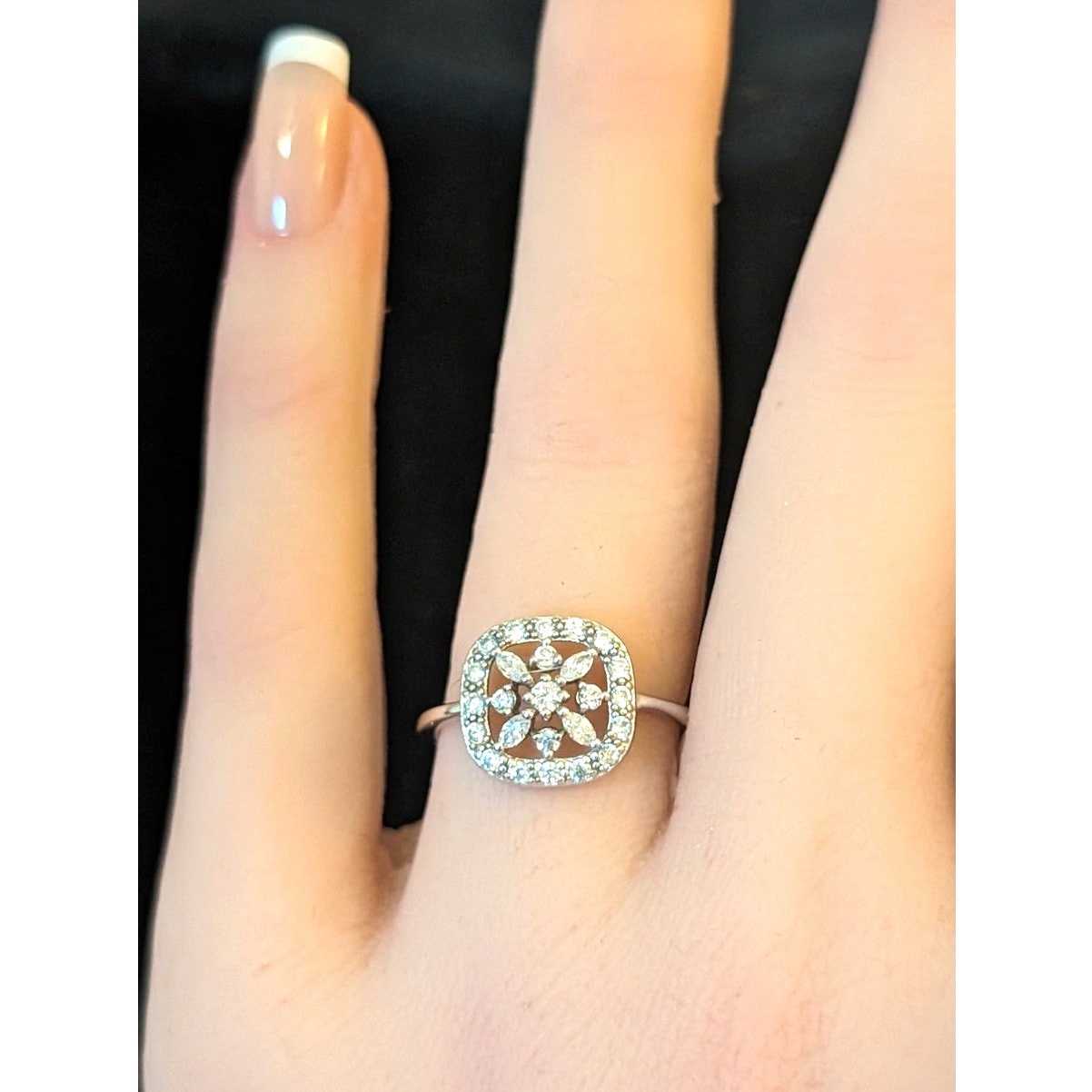 Marked ATI TH 925 Sterling Silver CZ Delicate Ring Size 6.5