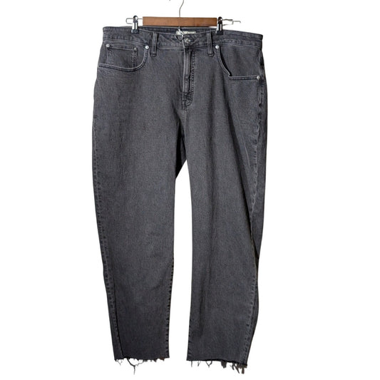 Madewell Curvy Perfect Vintage Straight Faded Black/Charcoal Frayed Hem Jean 18W