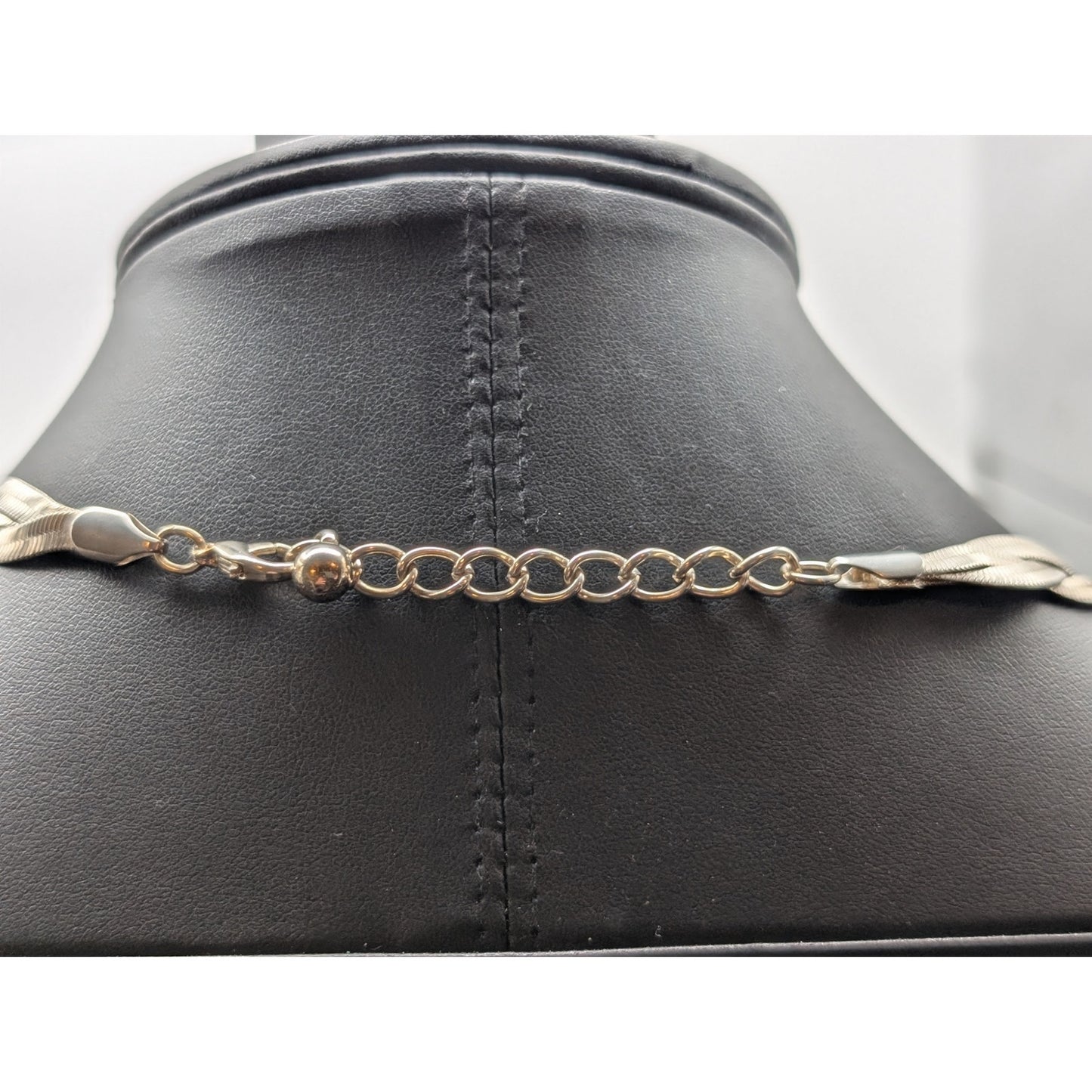 Silver Plated Three Woven Flat Herringbone 16"-18" Necklace