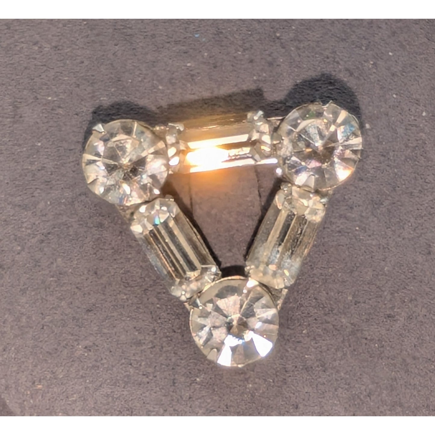 Vintage Baguette & Round Triangular Pin