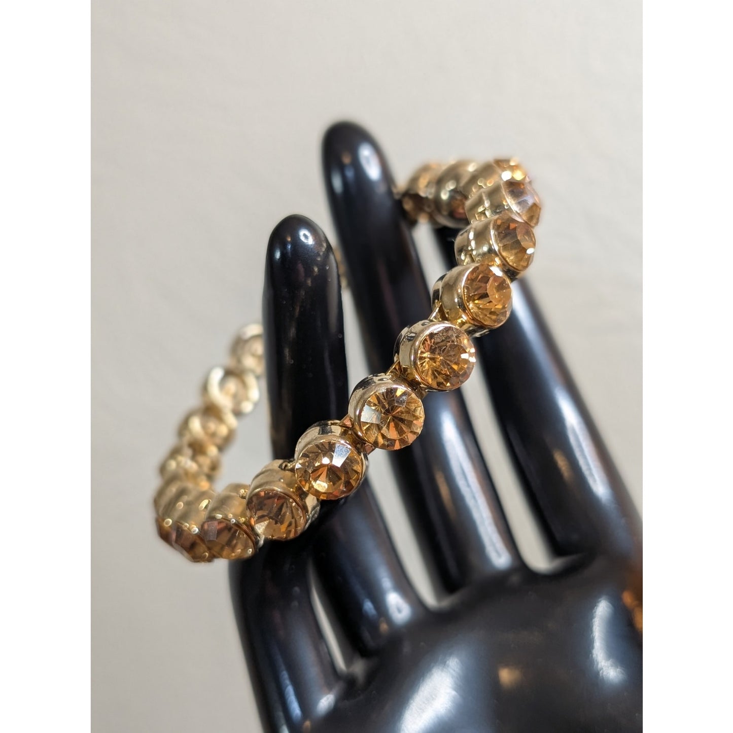 Topaz Crystal Gold Tone Magnetic Close Bangle Bracelet