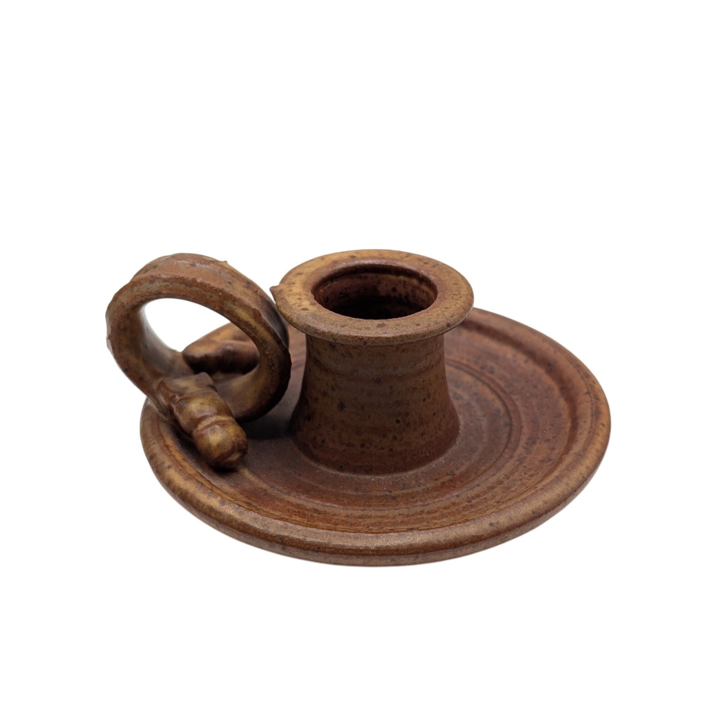 Artist Signed 'Trina' Chamber Stoneware Pottery Candle Holder