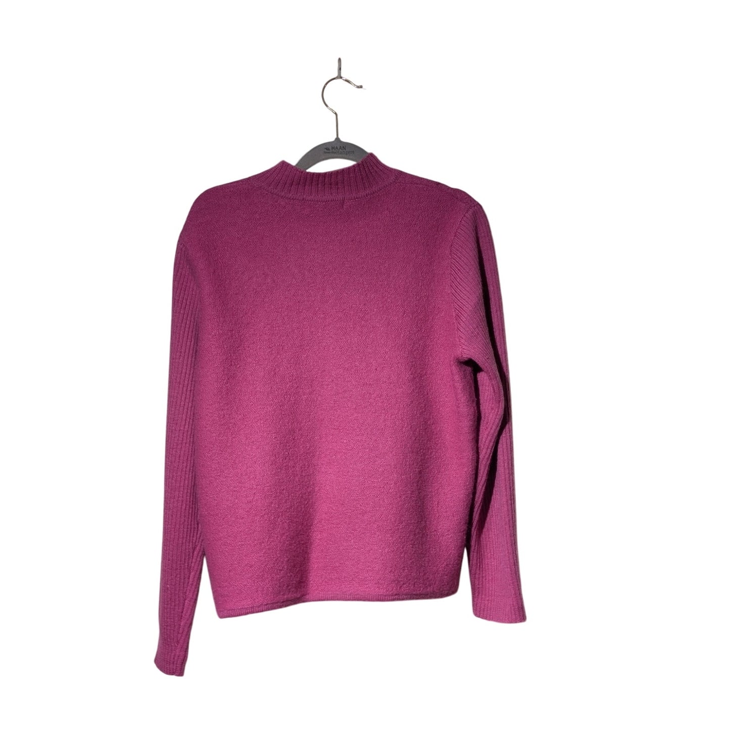 Karen Scott Raspberry Front Full Zip 100% Wool Cardigan Sweater Women's Petite M