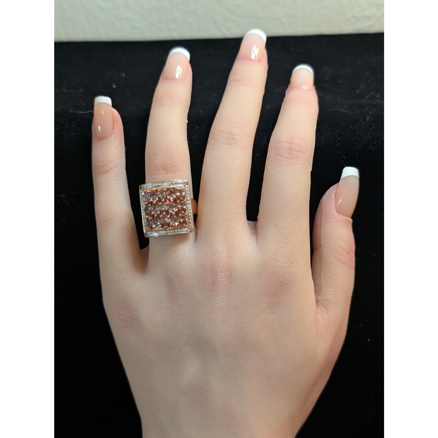 Sterling Rose Vermeil 2.75 CTW Color Change Garnet Diamond Cluster Ring Sz 5.75