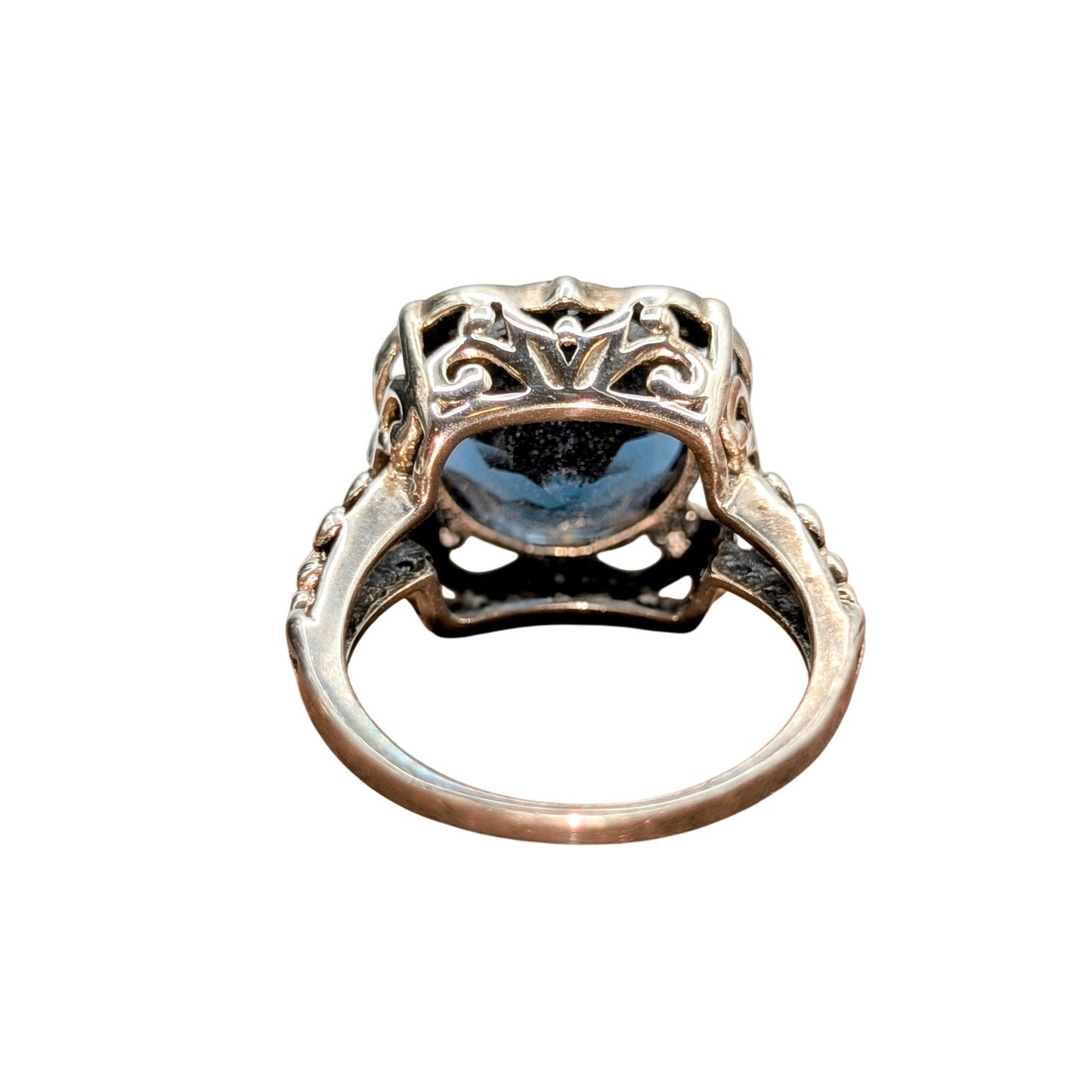 London Blue Topaz 925 Sterling Silver Filigree Ring 4.2g Size 5.5