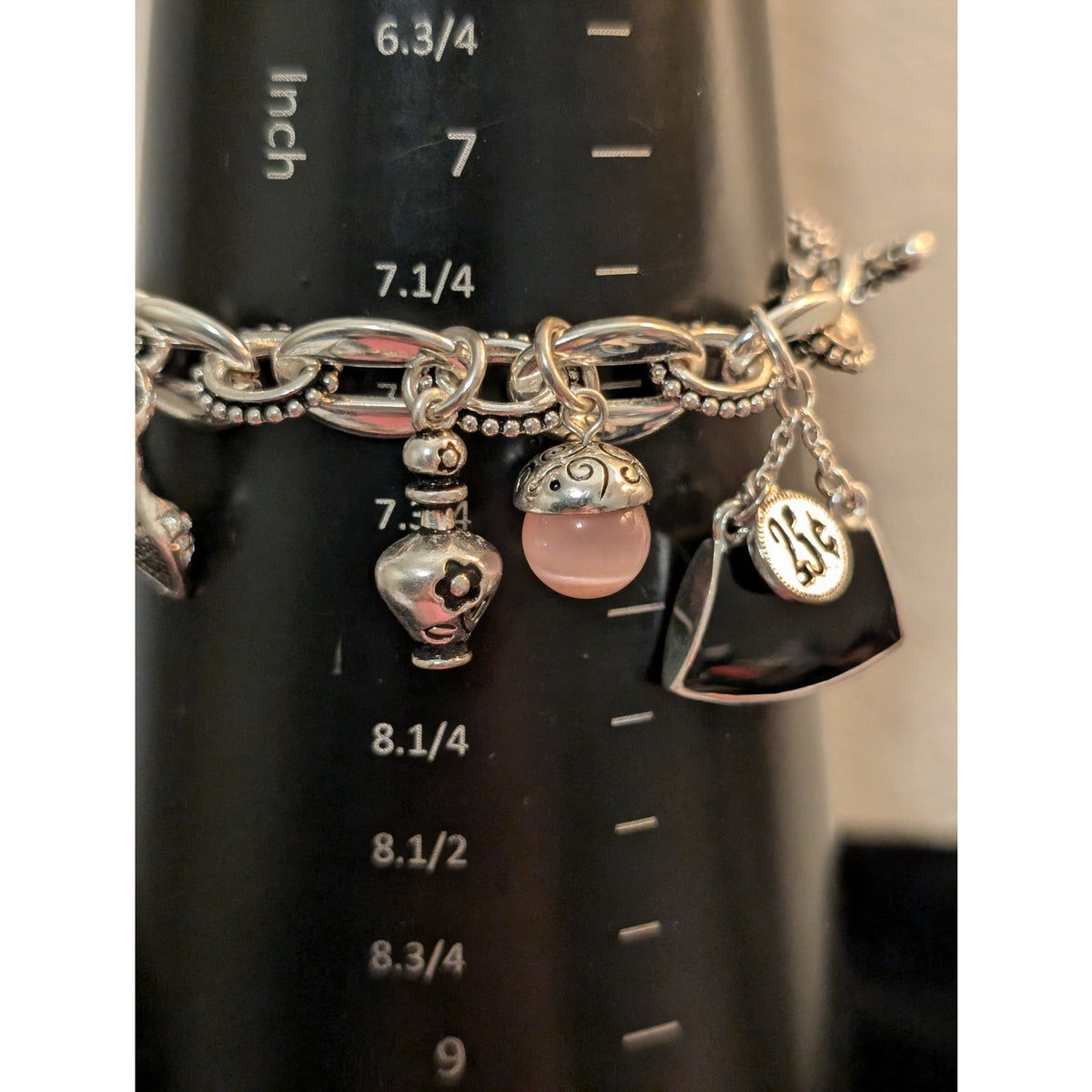 Premier Designs Silver Tone Girly Toggle Clasp Charm  Bracelet