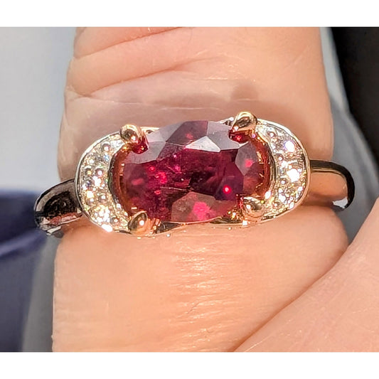 Eterno Rose Gold 925 Sterling Bella Luce Remy Cut Lab Ruby & White CZ Ring Sz 8