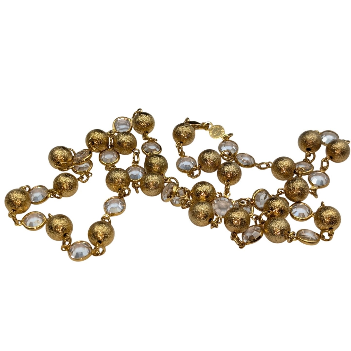 Lot of Four Gold Tone W/ Two Tone Crystal Layered Chain Necklaces