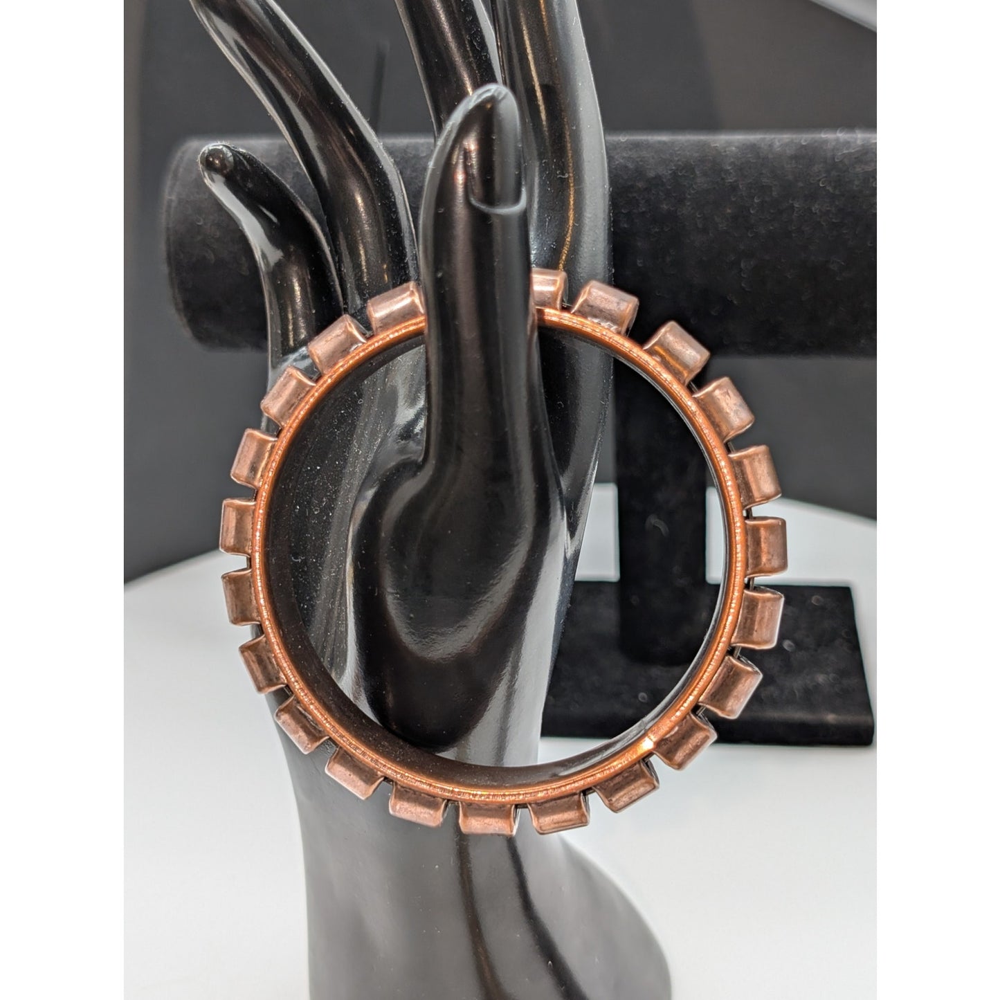 Lot of Three Vintage Metal Stone Inlay Bangle Bracelets