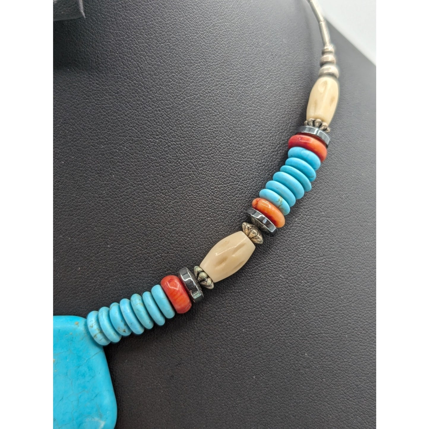 Vintage Liquid Silver Wire Southwestern Stone Beaded Necklace One Size Fits Most