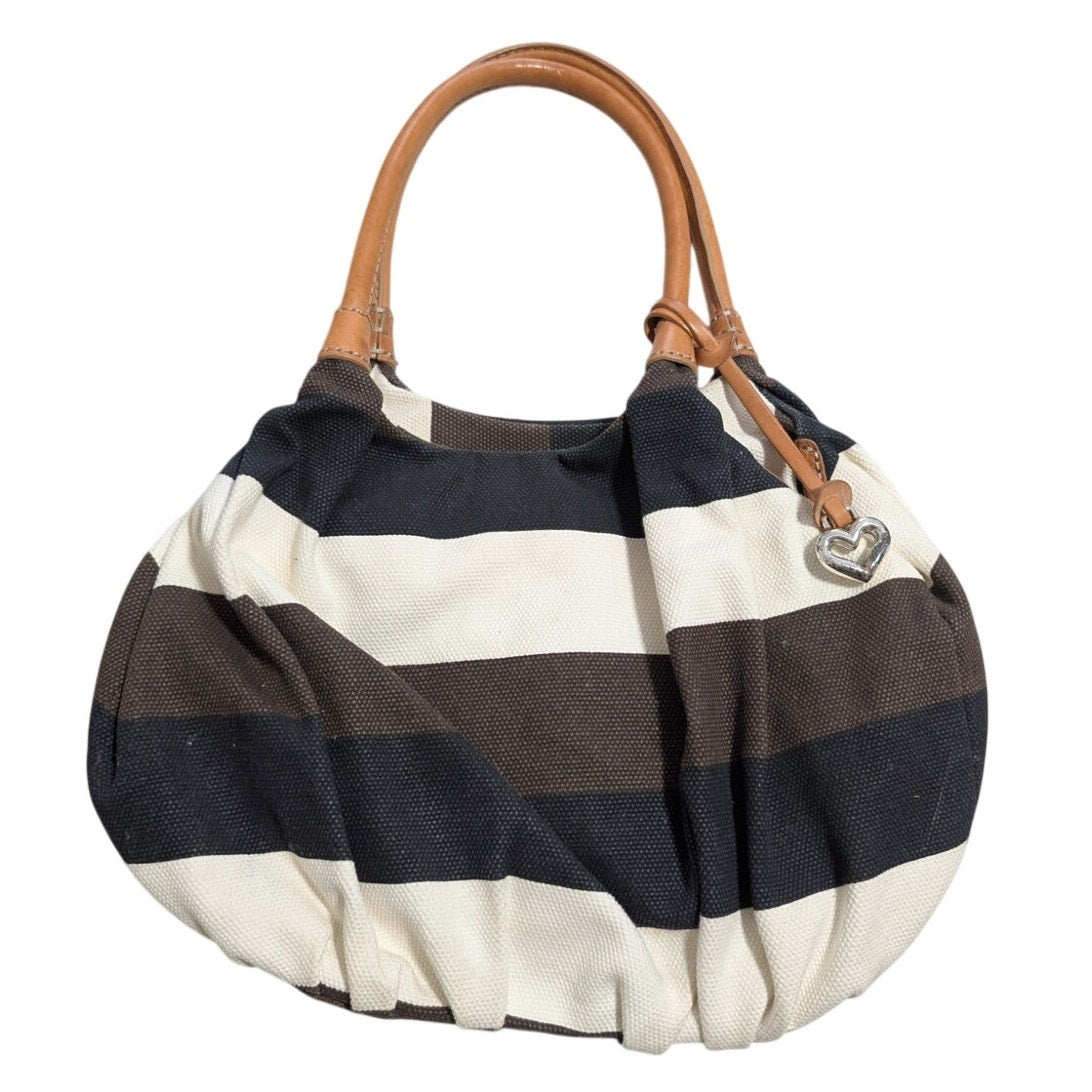 Brighton Brewster Nautical Striped Canvas Leather Handle Star Bottom Bag