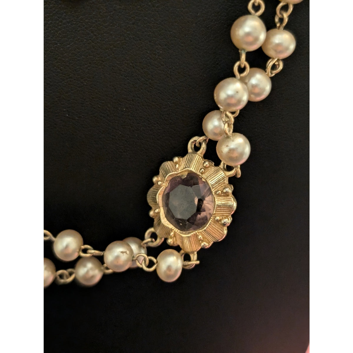Vtg Multi-Strand Faux Pearl Colored Glass Medallion Designer Look 58" Necklace