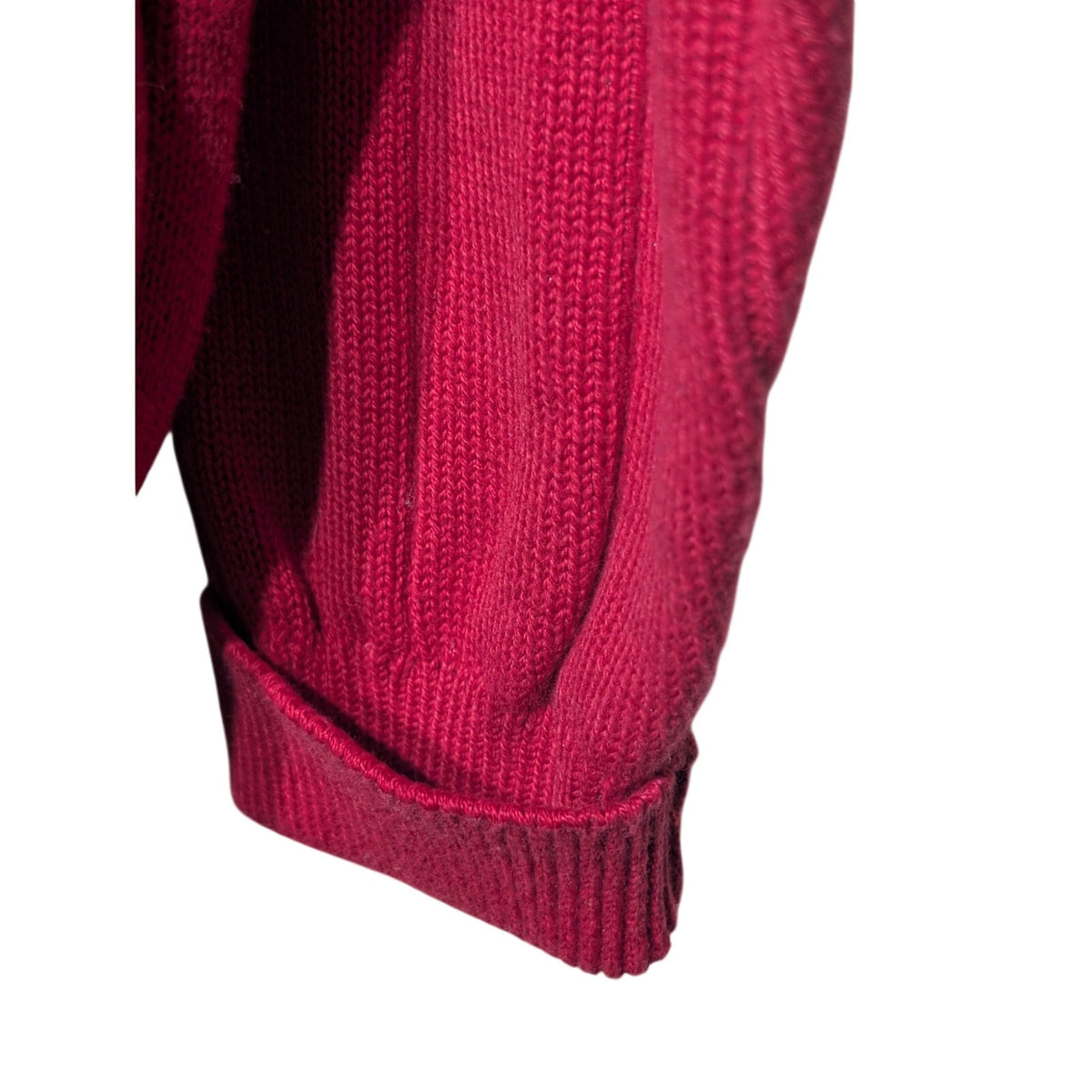 Faconnable Designed & Made in FranceRed Ribbed V Neck Pullover Sweater Sz M