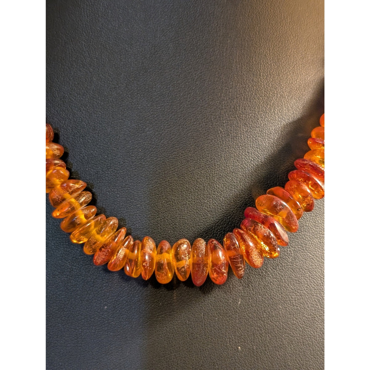 Vintage Graduated Amber Nugget Chip 19" Necklace w/ Barrel Clasp