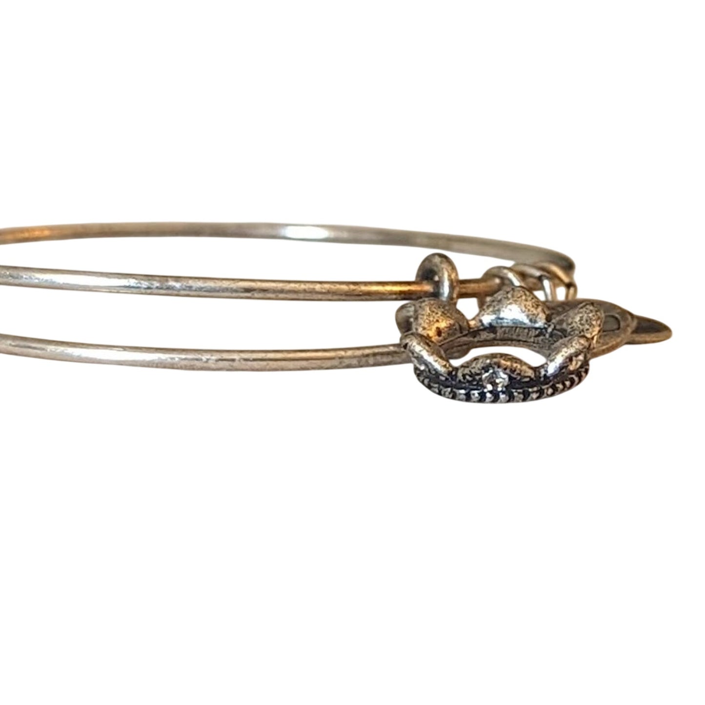 Alex and Ani Silver Crown with Rhinestone Adjustable Slide Bangle Bracelet