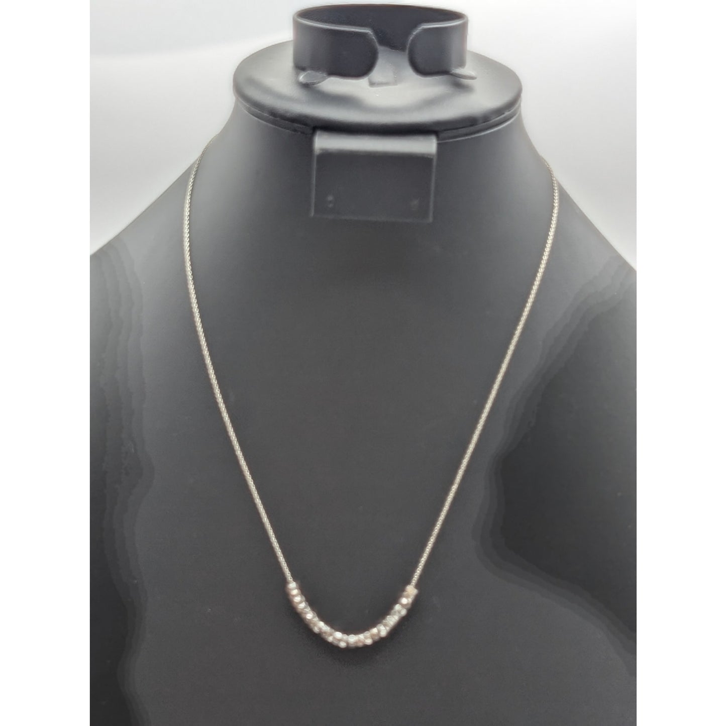 Unmarked Geometric Bead Dainty Silver Tone Chain 17.5"-19.5" Necklace