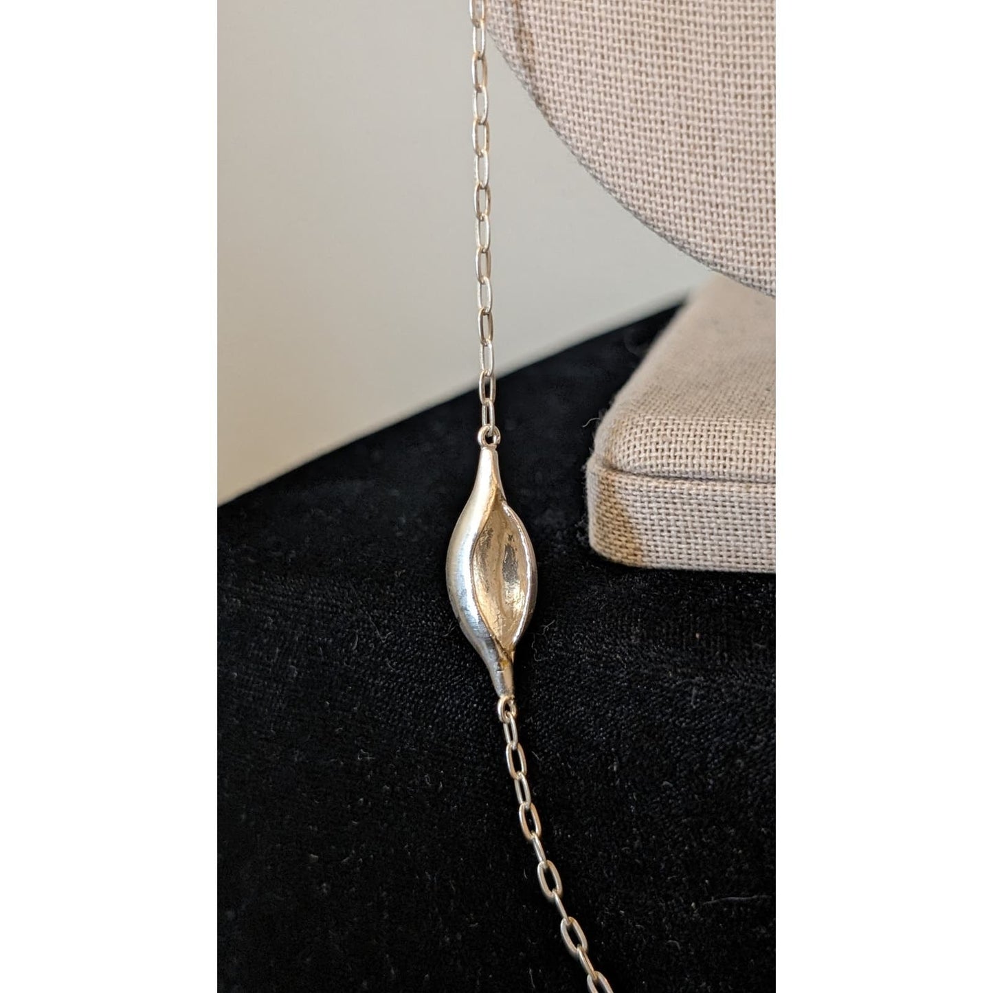 Vintage Silver Plated Snail Shell Bead Drawn Cable Link Chain Necklace