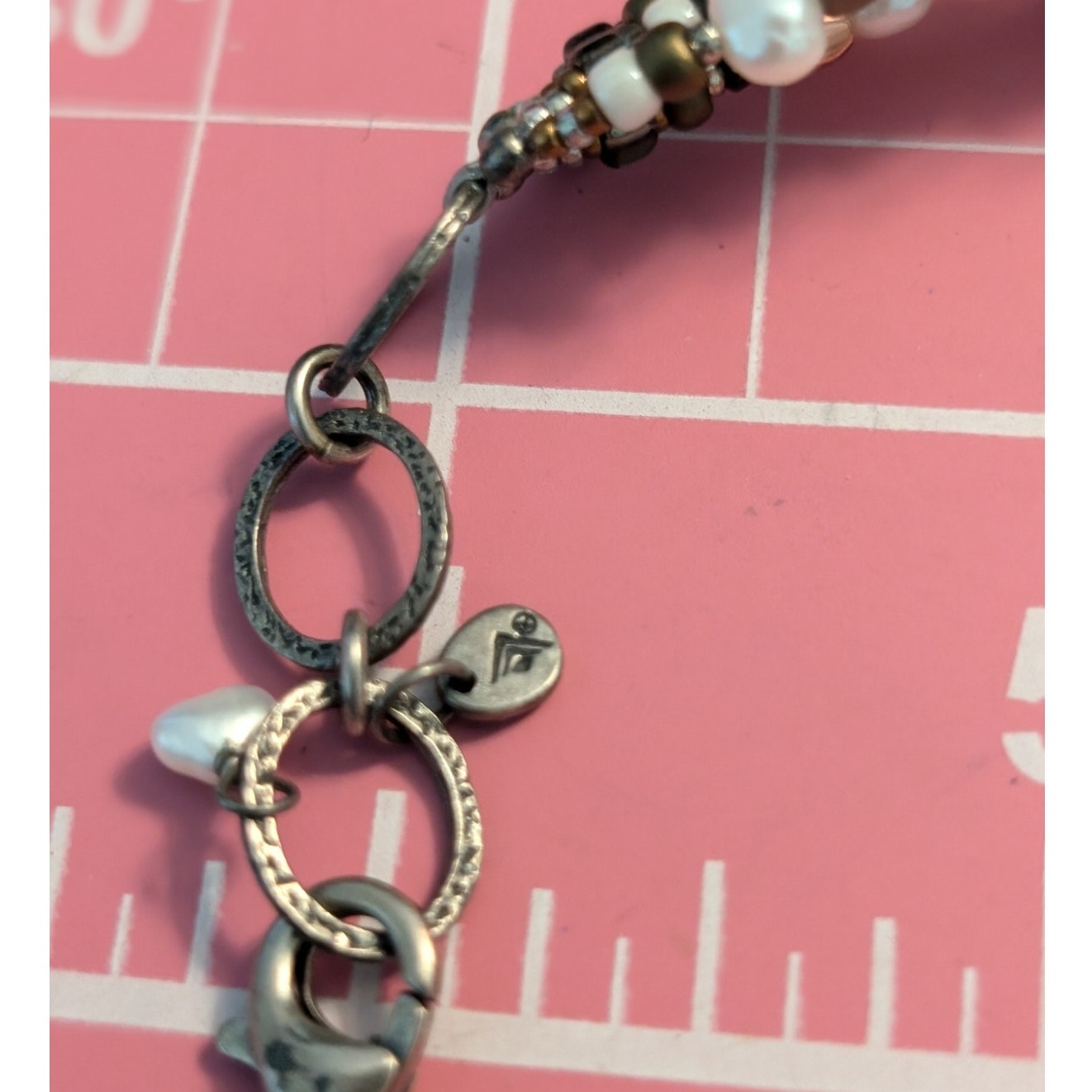 Silpada Sterling Silver Copper Brass Freshwater Pearl Five-Strand Bracelet