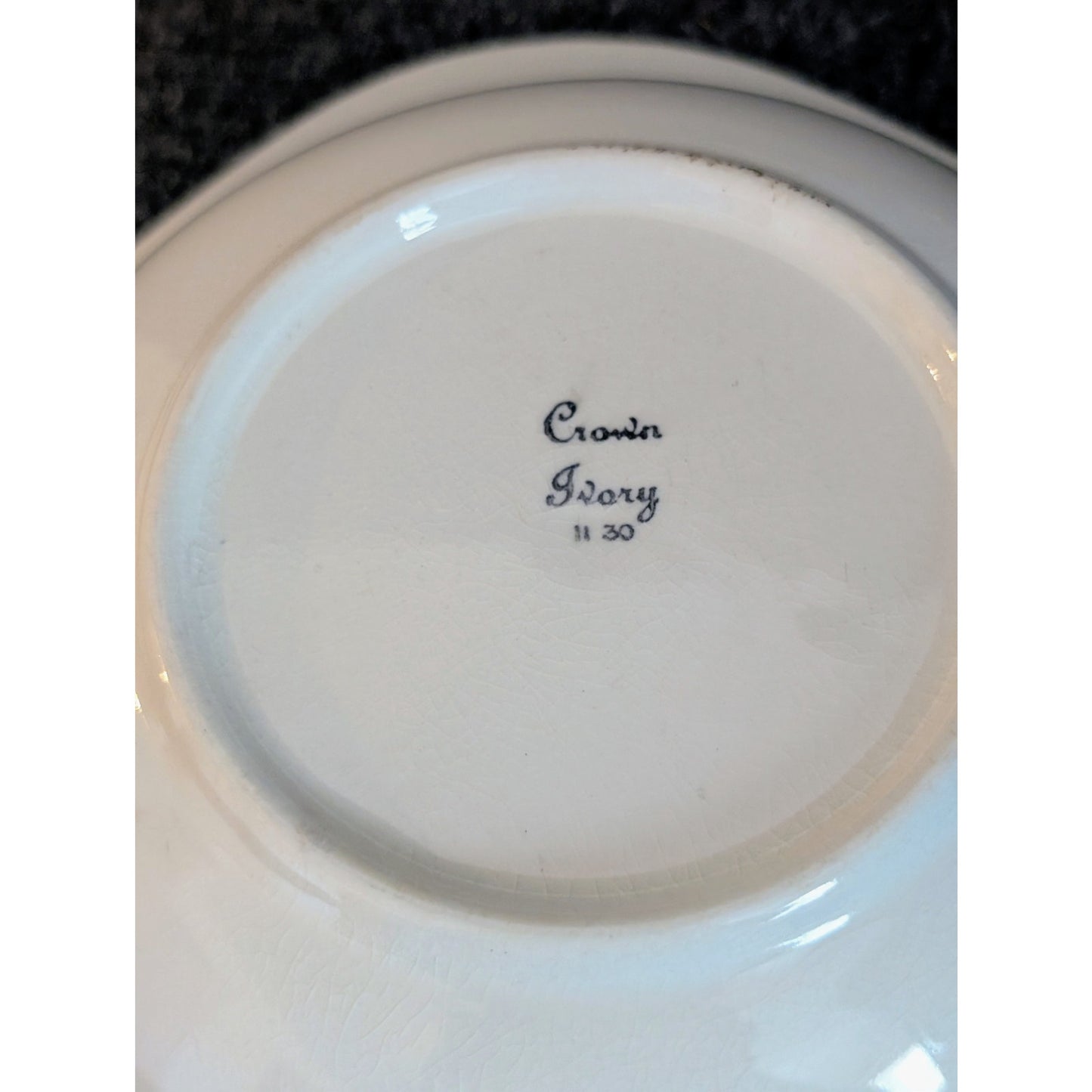 Vintage Crown Ivory Large Serving Bowl Floral Design Japan 11 30