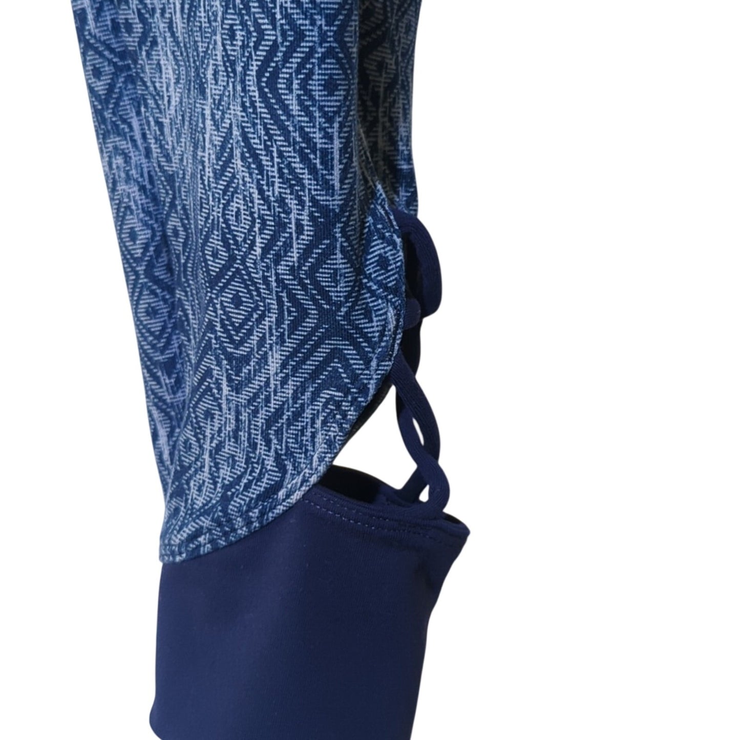 Prana Navy/Light Blue Geometric Cropped Cut Out Yoga Leggings Women's Size M