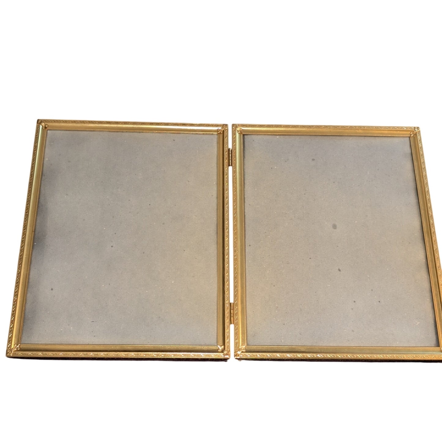 Vintage Art Deco Gold Tone Metal Double 8 X 10 Standing Picture Frame