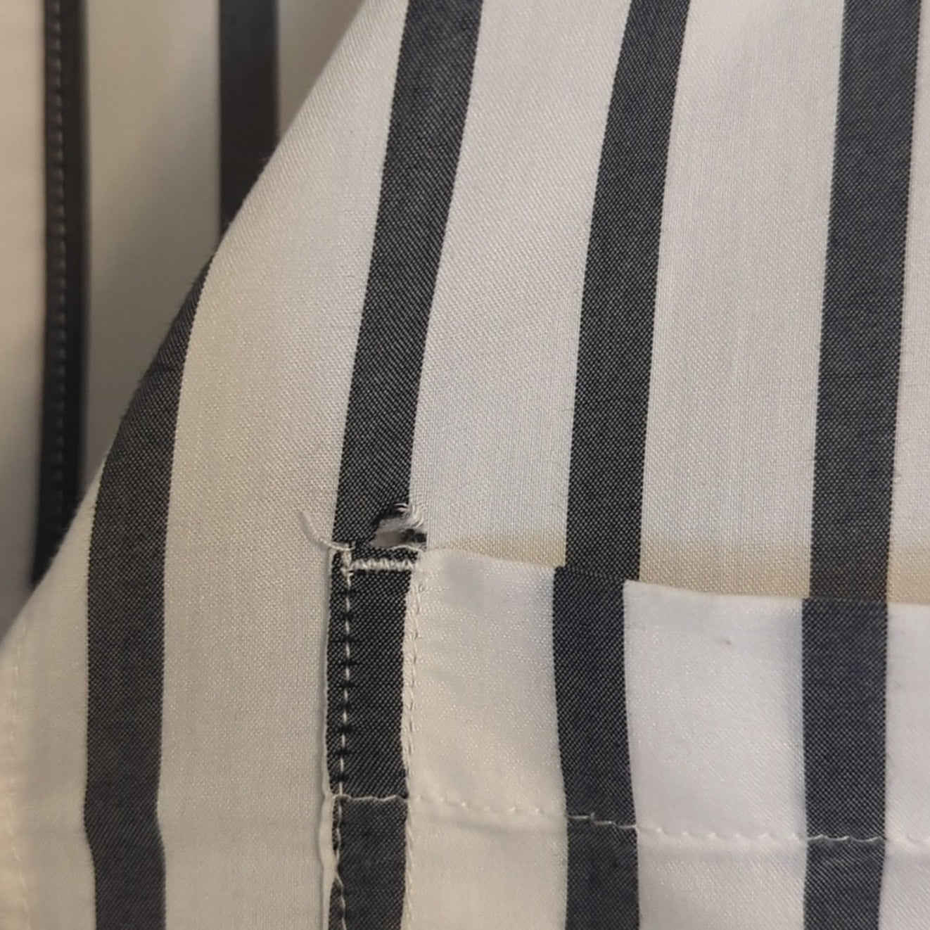 Cloth & Stone Gray Striped Button Up Back Long Sleeve Front Pocket Blouse W Sz M