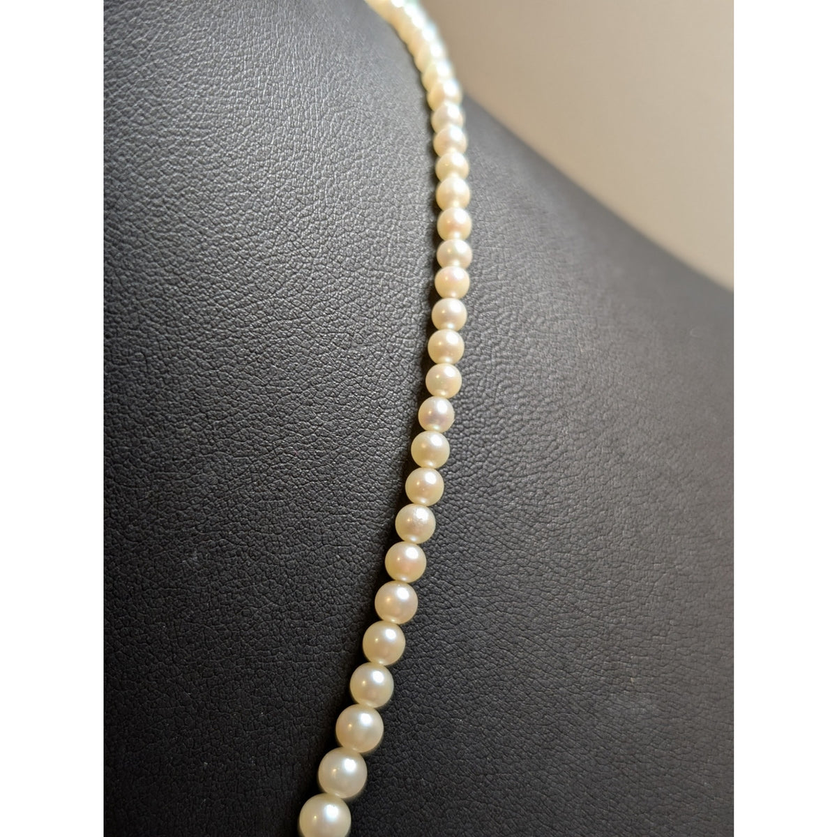Vintage Sterling Graduated Genuine Tiny Pearl Single Strand Unknotted Necklace