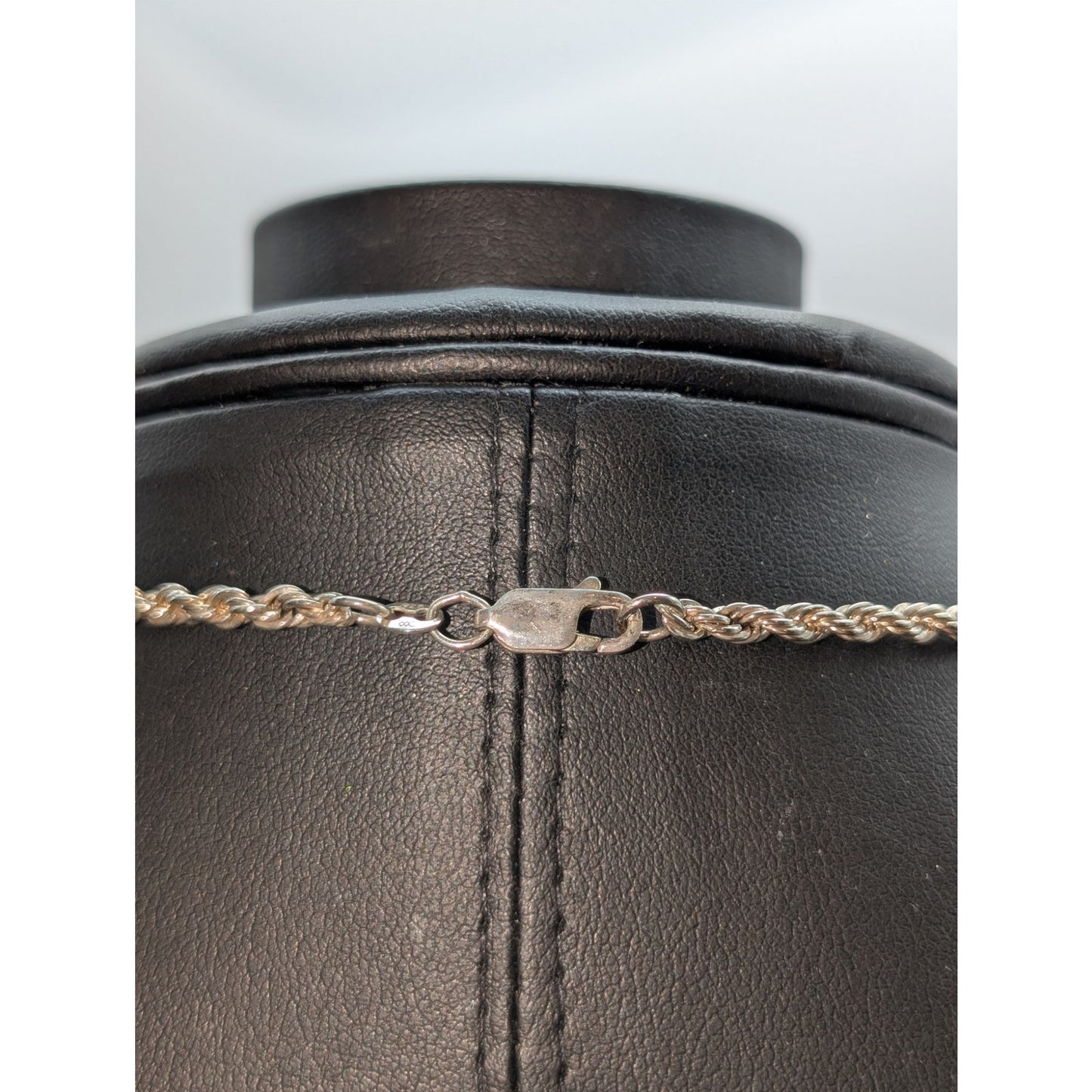 Vintage Sterling Silver 925 Moon Stone & Peridot Pendant Rope Chain 18" Necklace