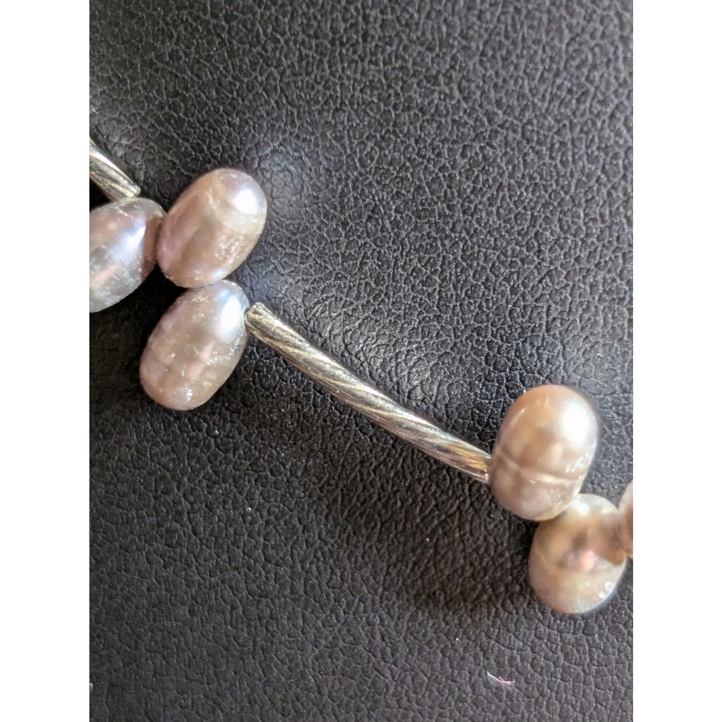 925 Sterling Silver Gray Freshwater Pearl Twisted Tube Toggle Clasp 18" Necklace