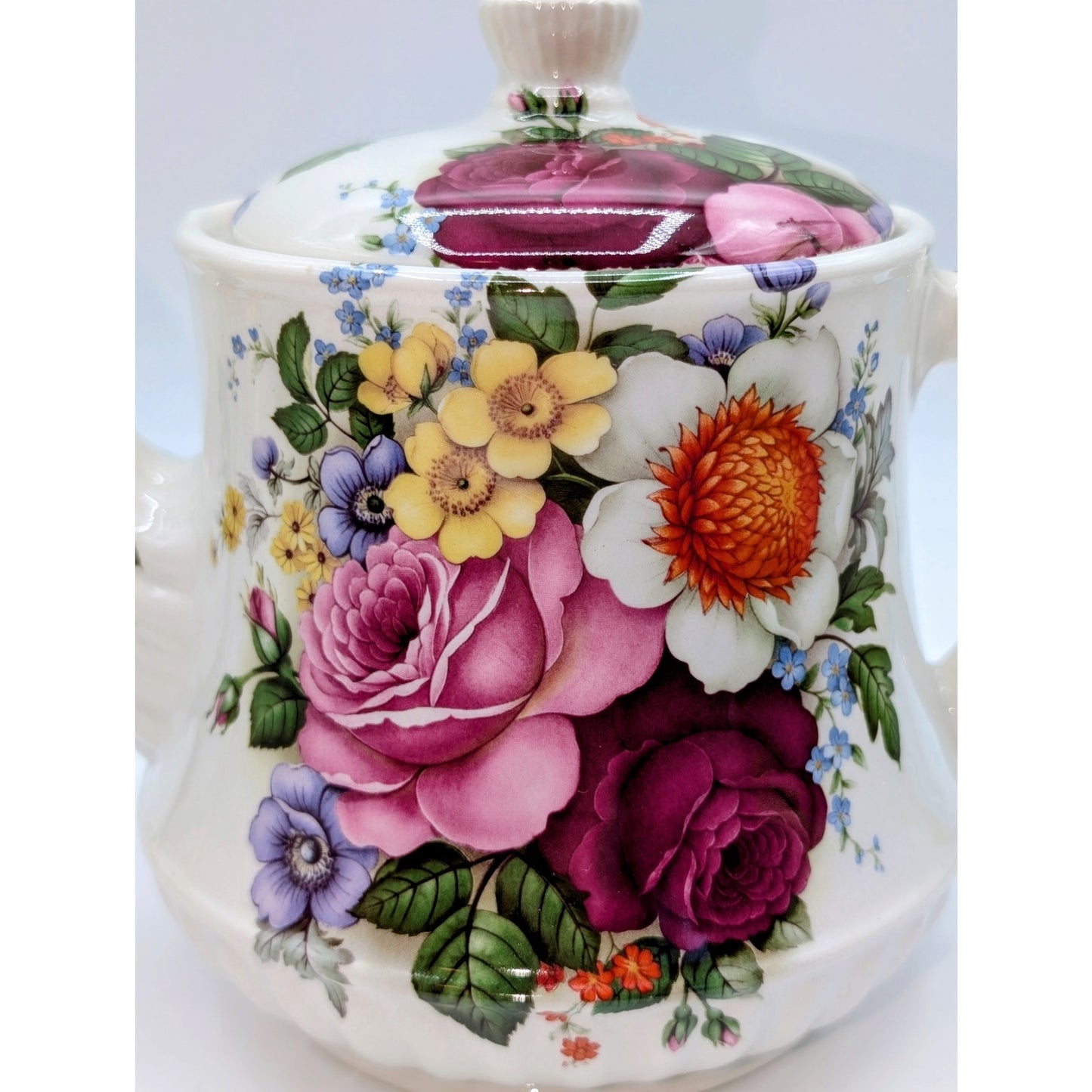 Vintage 1970s Windsor Floral English Bone China Teapot