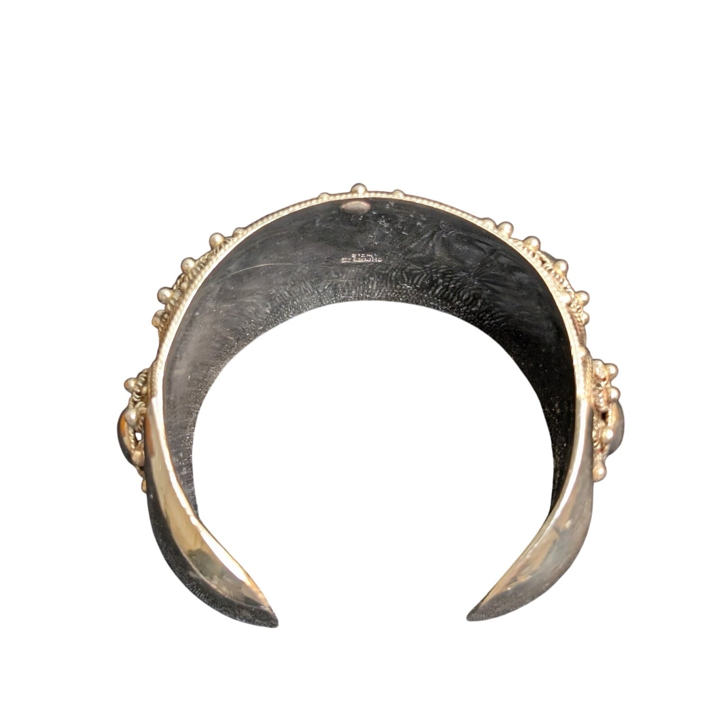 Rare Vintage Antique Siam Sterling Silver 64g 7" Wide Cuff Bracelet