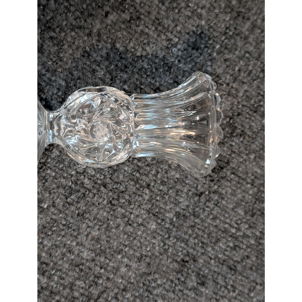 Tiny Pressed Glass Bud Vase Clear Lead Crystal Bud Vase Hobnail Spinning Design