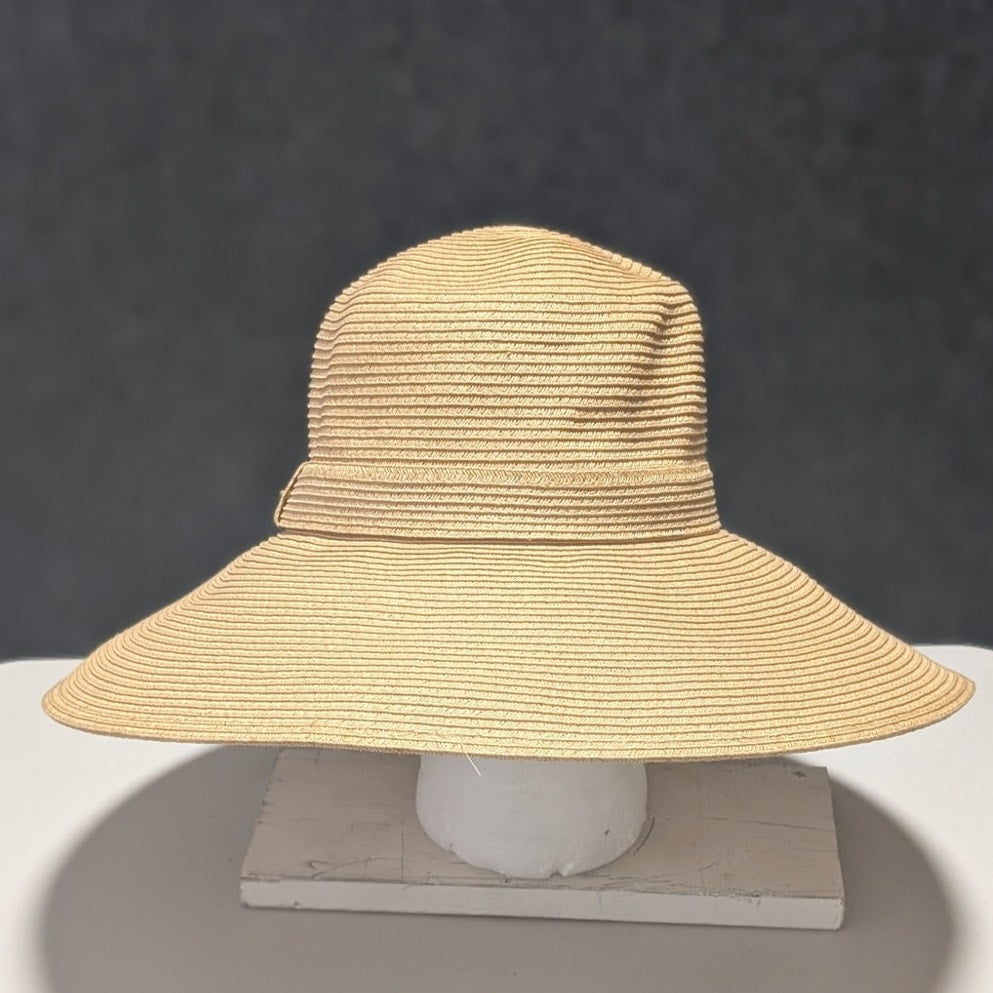 Scala Collezione Tan Packable Sun Beach Paper Straw Hat NWOT One Size