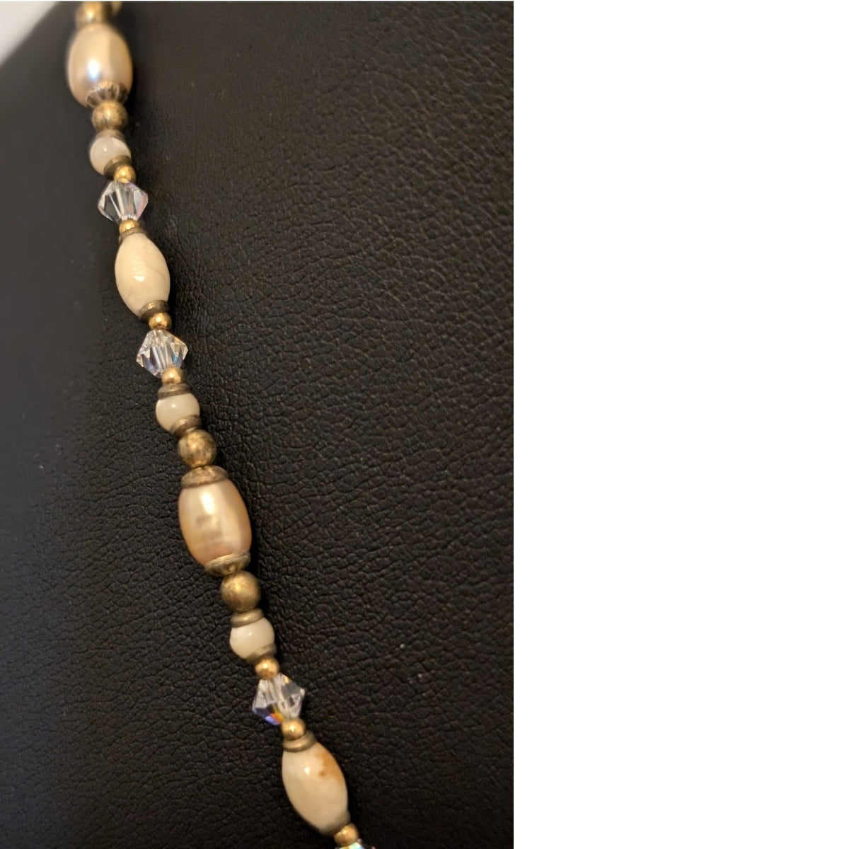 Signed Michal Golan Pearl Crystal Victorian Locket 18"-21.5" Necklace