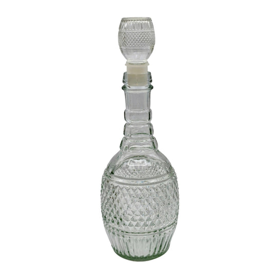 Vintage Diamond Cut Glass Decanter MD -- 1975 Mogen David Bar Wine Bottle