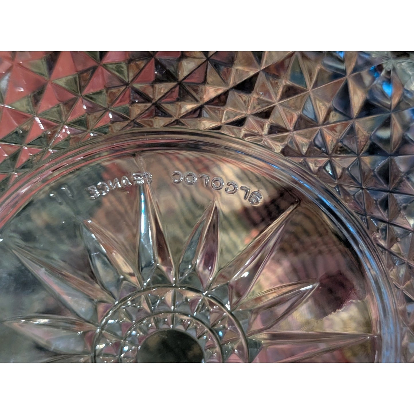 Arcoroc France Diamond Starburst 8" Clear Glass Bowl