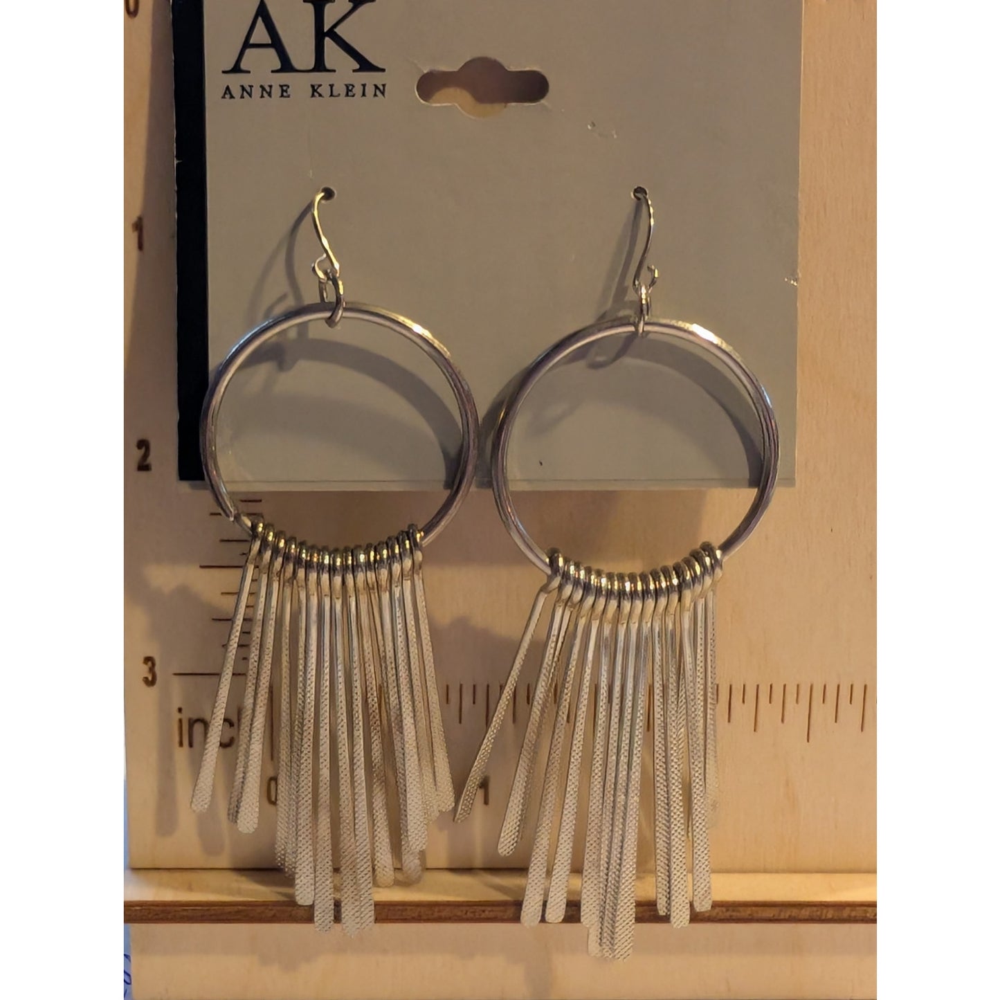 Vintage AK Anne Klein Silver Tone Circle Multi Dangle Boho Pierced Earrings