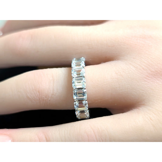 AB S925 Sterling Silver High Sparkle Baguette Full Circle CZ Ring Size 6.5