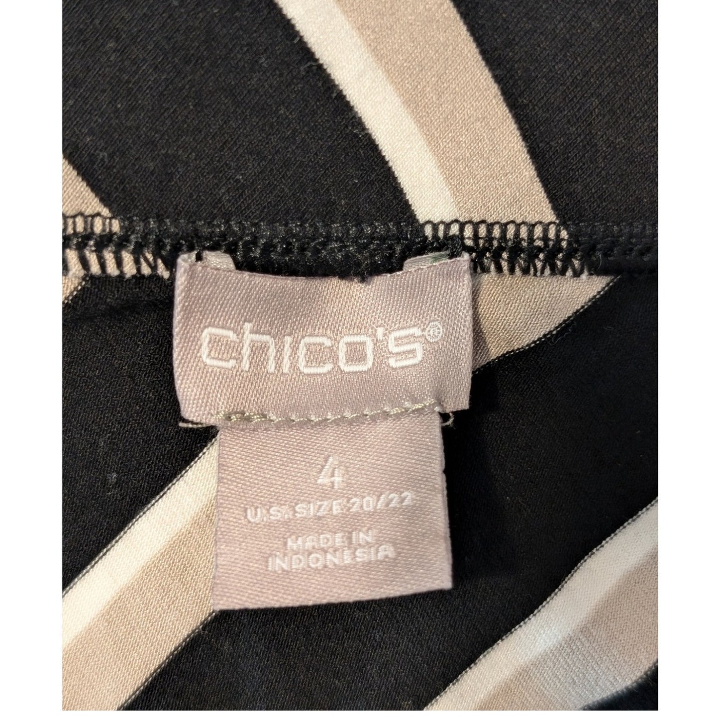 Chico's Black Tan White Diagonal Stripe Maxi Pull On Stretch Skirt Womens Sz 20
